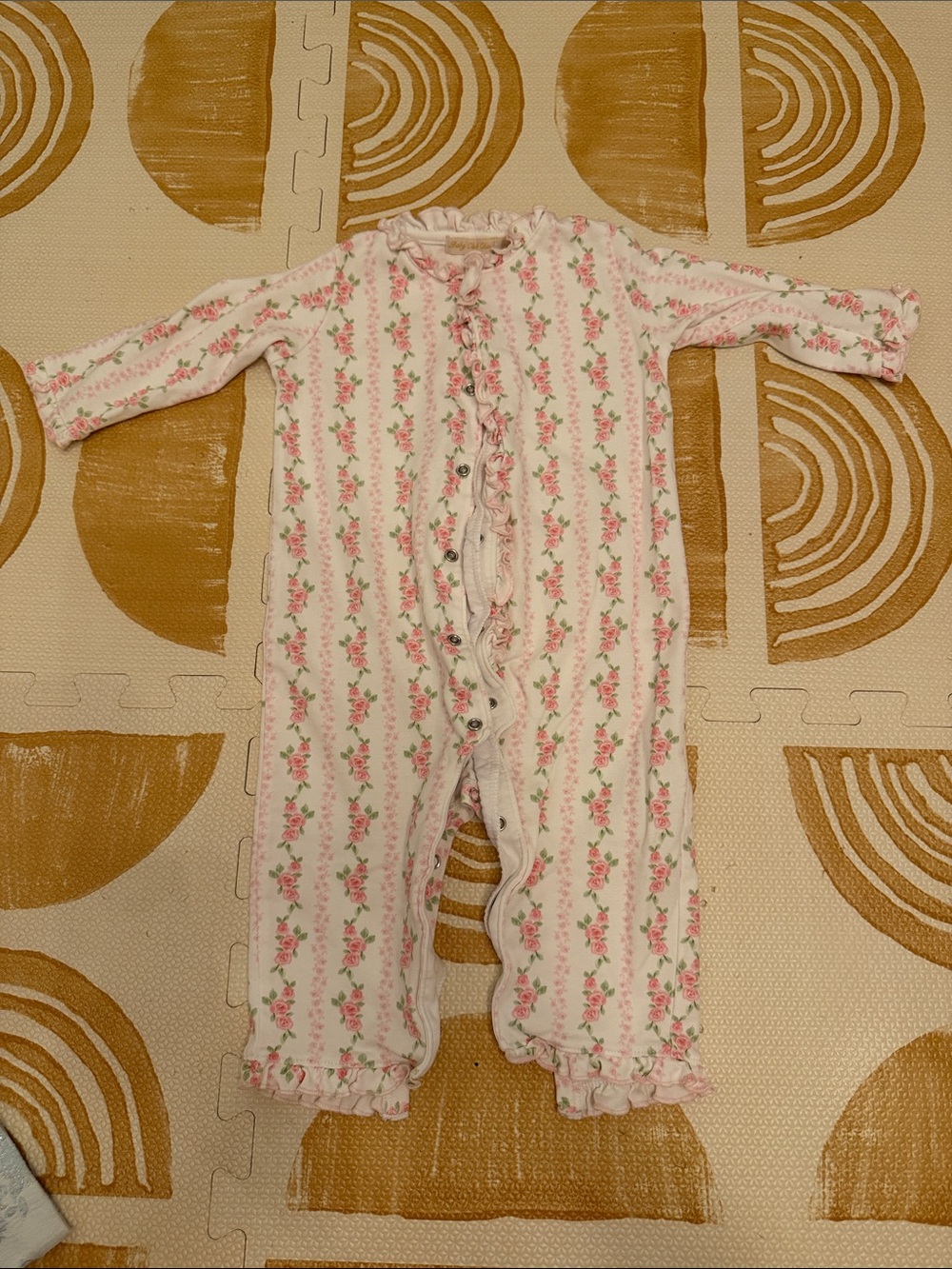 Pink Floral Ruffle One-Piece Bodysuit for Kids